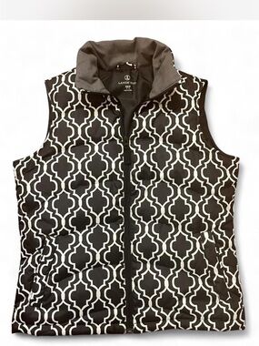 Lands' End Black and White Geometric Quilted Vest